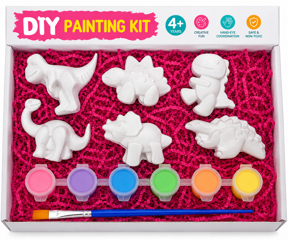 Dinosaur DIY Painting Kit – 6 Dino Fridge Magnets