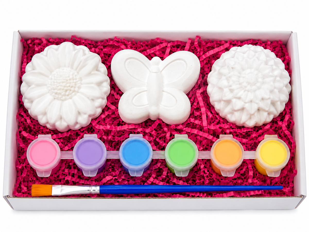 DIY Painting Kit – Butterfly & Flower Plaster Figures | FRIDGE MAGNETS