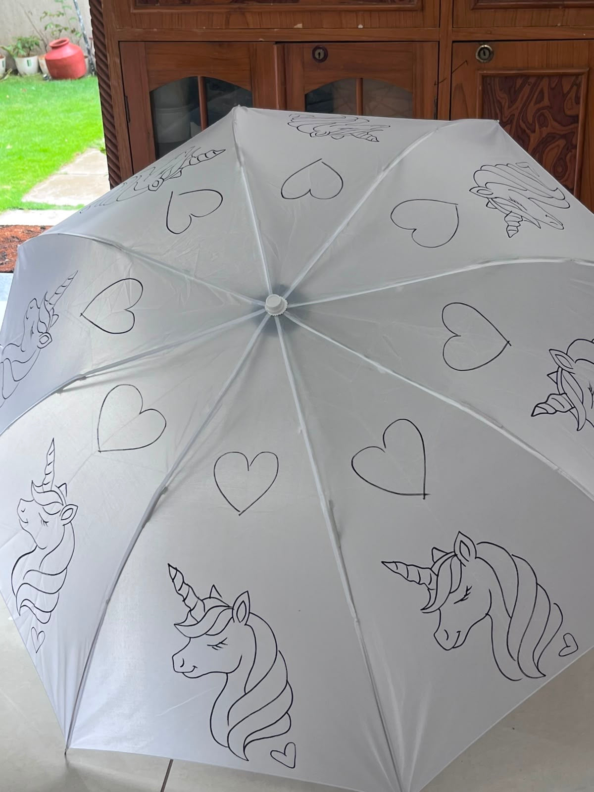 Unicorn DIY Umbrella - outline design ready to paint