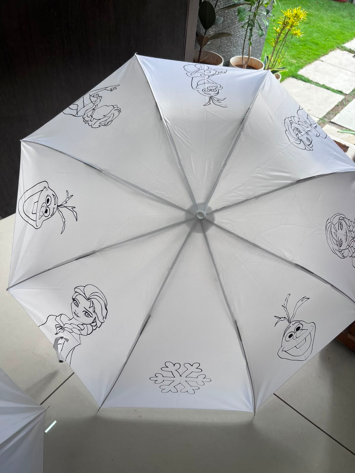 Frozen Characters DIY Umbrella - outline design ready to paint
