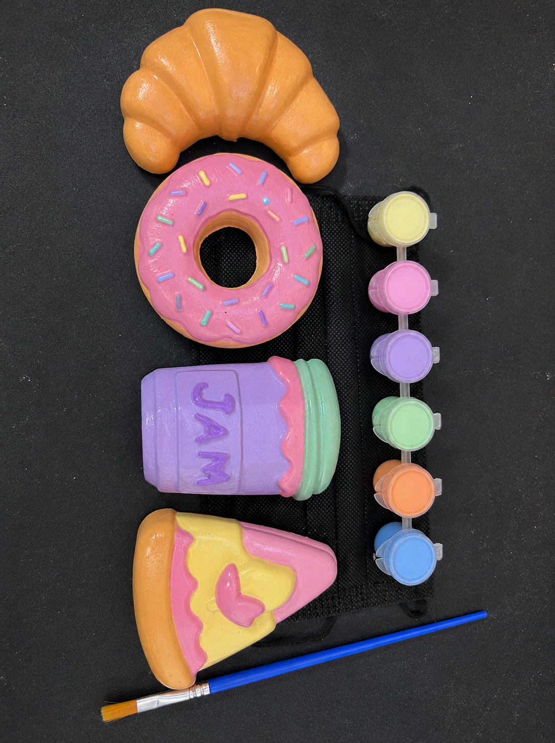 DIY Bakery Painting Kit | 4 Figurines | Croissant, Donut, JAM Jar & Pizza |FRIDGE MAGNETS