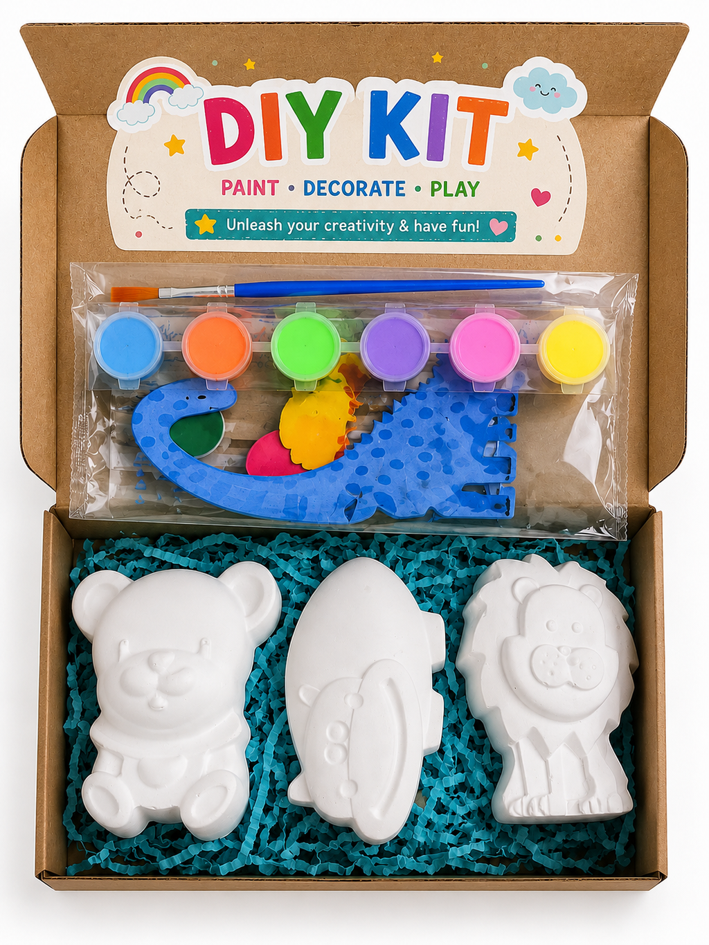 DIY Safari Animals Painting Kit | Bear, Penguin & Lion | Paint, Decorate & Play | Kids Return Gift