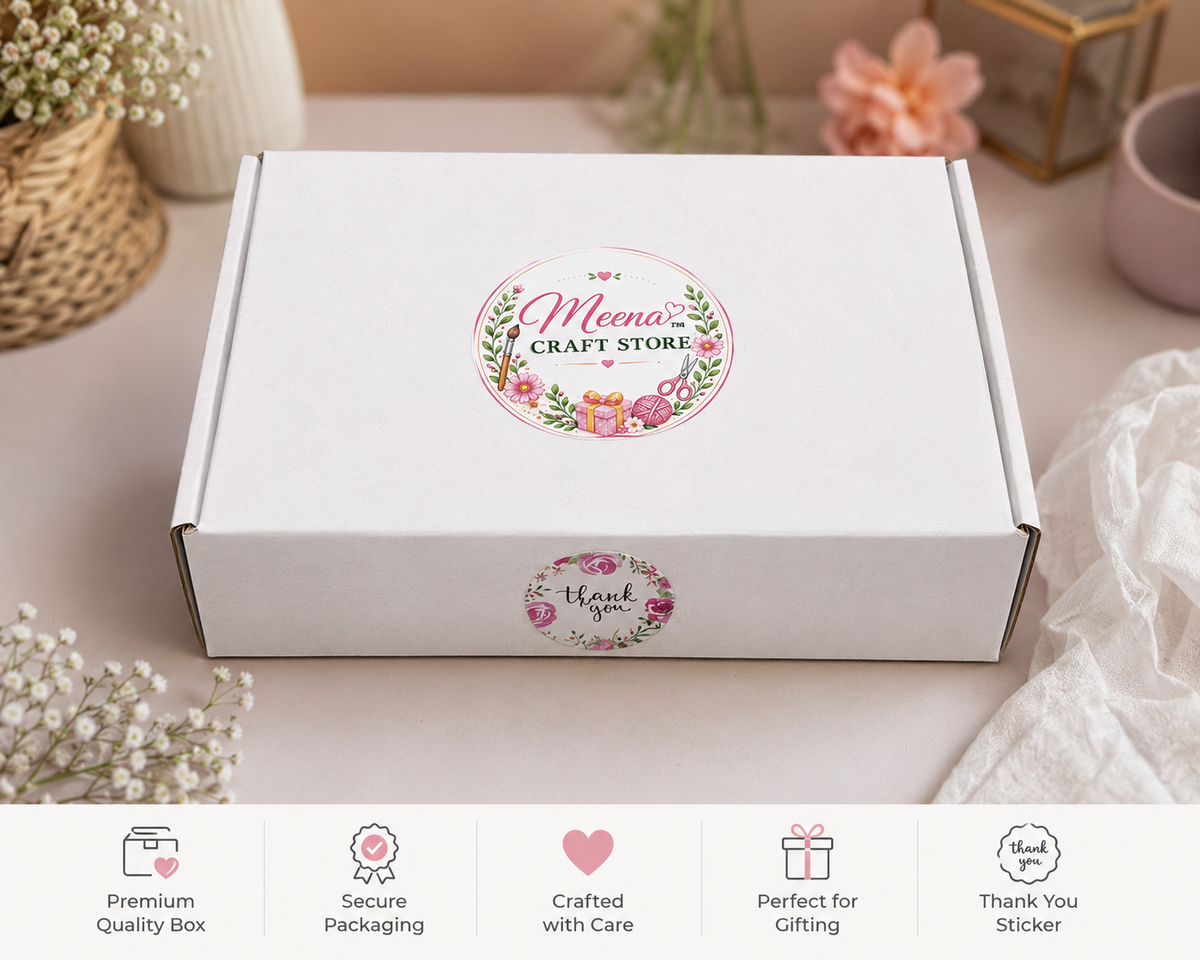 Meena Craft Store premium white gift box 10x10x2 inch with name banner