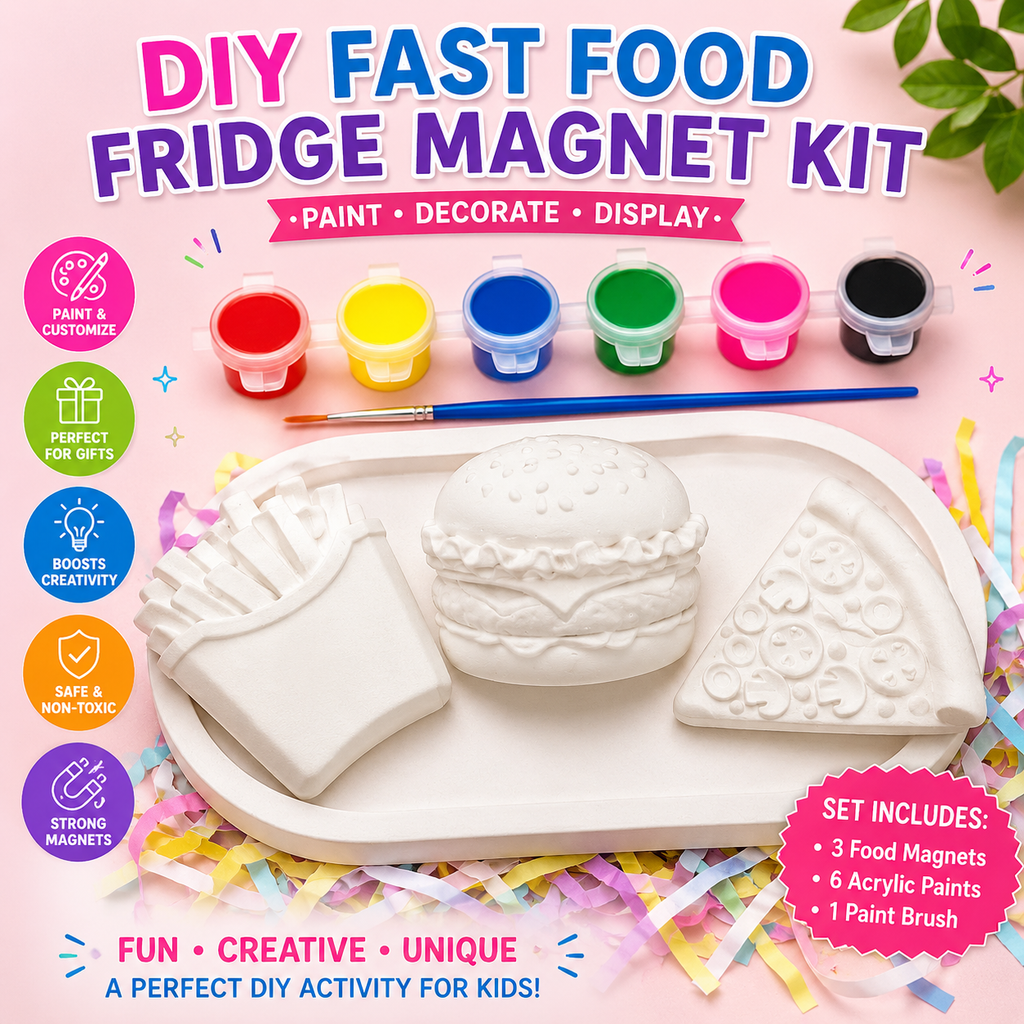 DIY Fast Food Fridge Magnet Kit - Paint, Decorate and Display