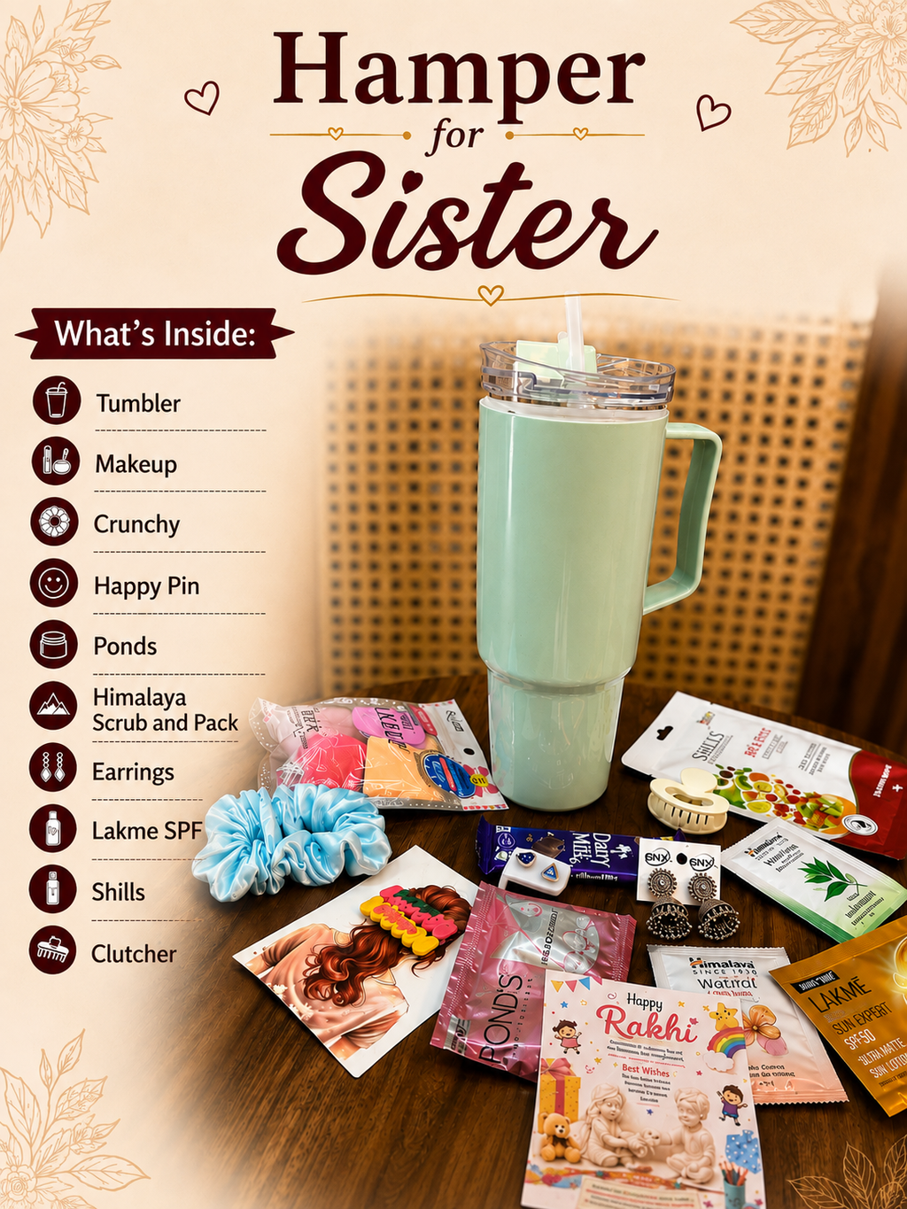 Hamper for Sister - What's Inside Infographic
