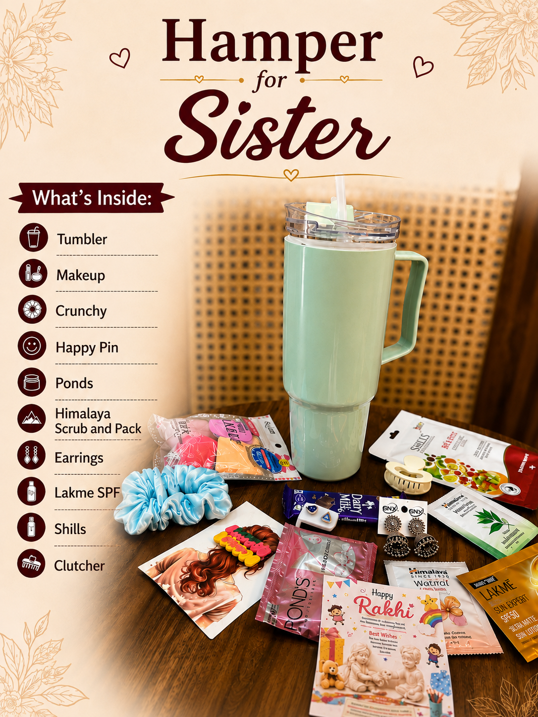Hamper for Sister - What's Inside Infographic
