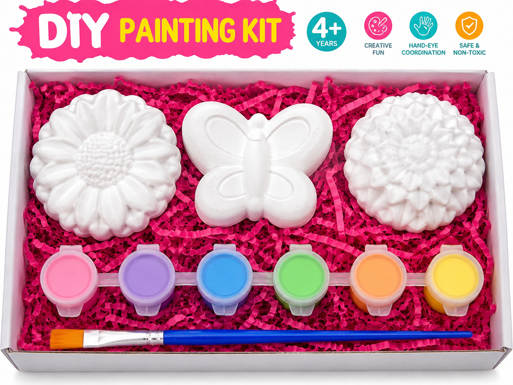 DIY Painting Kit – Butterfly & Flower Plaster Figures | FRIDGE MAGNETS