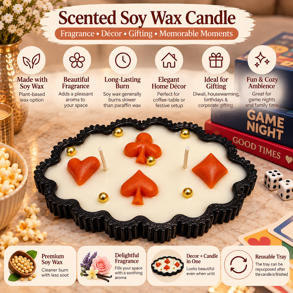 Playing Card Scented Soy Wax Candle