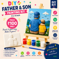 DIY Father & Son Painting Kit – 4x4 inch canvas with 3D figure, acrylic colours and brush