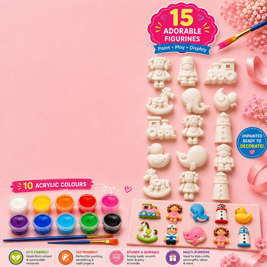 DIY Plaster Figures Painting Kit - Toy Theme Set of 12 small fridge magnets