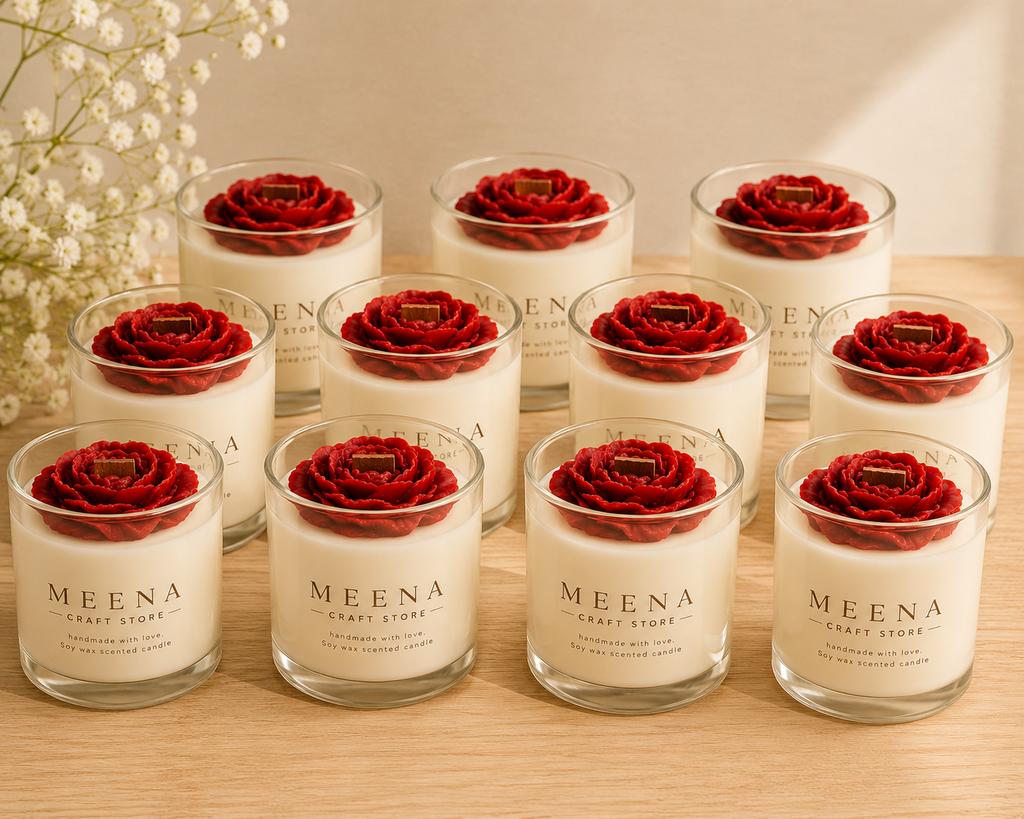 Rose Soy Wax Scented Candle – Handmade with Love | Meena Craft Store