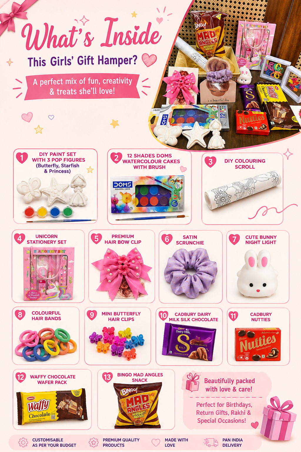 What's Inside - KPOP DIY Girls Gift Hamper 13 Items