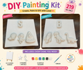 DIY Painting Kit – Variety 1 (Space) and Variety 2 (Dino) with canvas, figures, colours and brush
