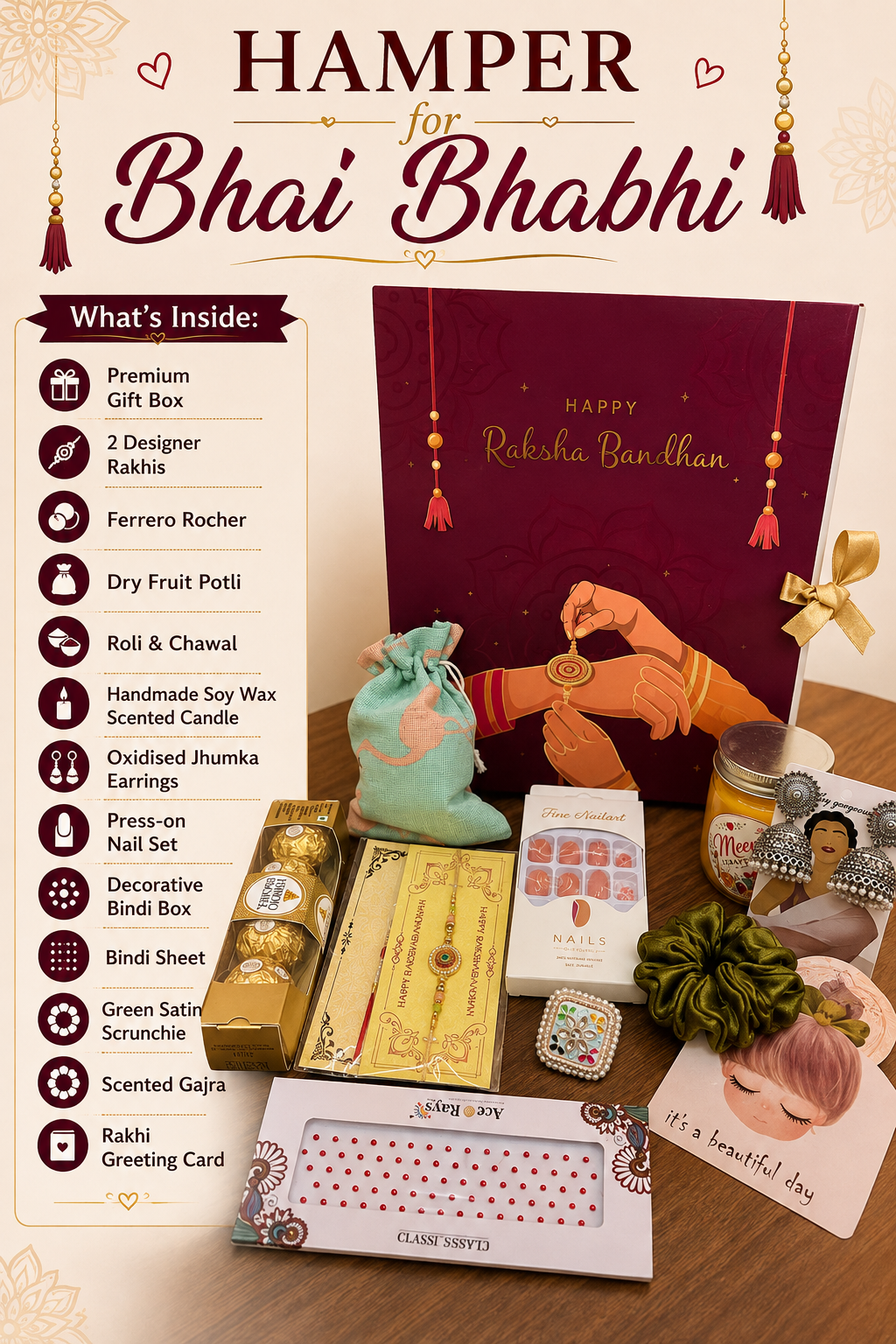 Hamper for Bhai Bhabhi - What's Inside Infographic