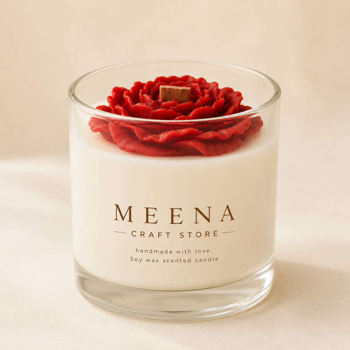 Rose Soy Wax Scented Candle – Handmade with Love | Meena Craft Store