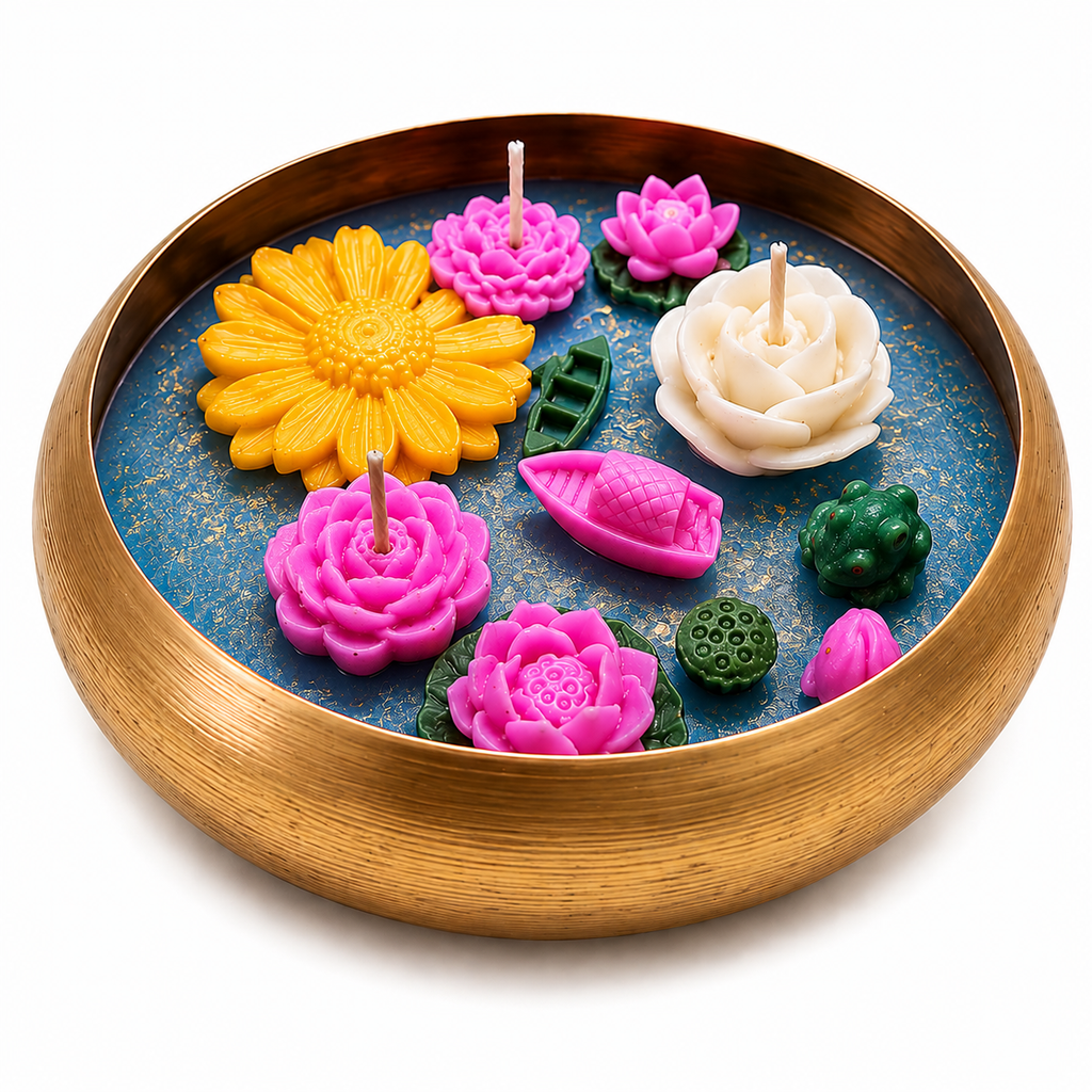 Mantra Urli Floating Flower Candle Set – Rose & Lavender Scented