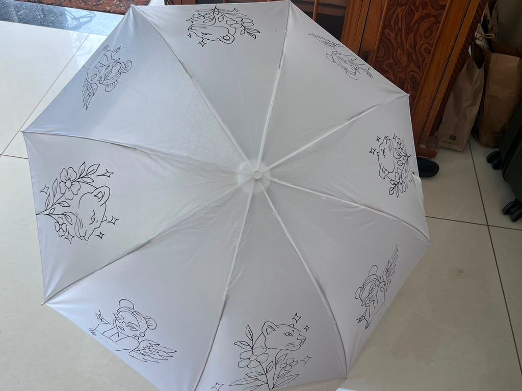Floral Fantasy DIY Umbrella - outline design ready to paint