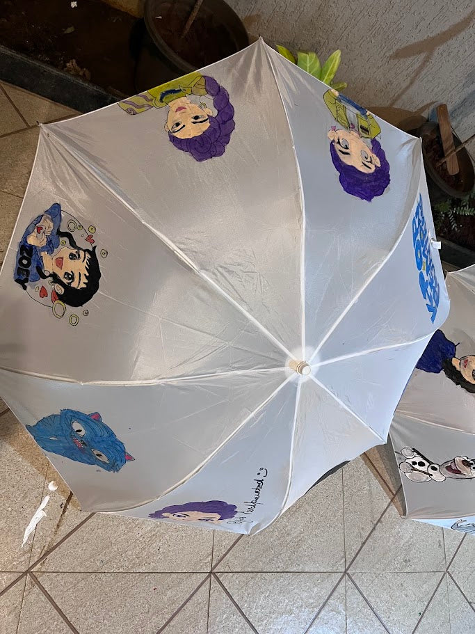 KPOP Umbrella DIY - completed with stars and characters