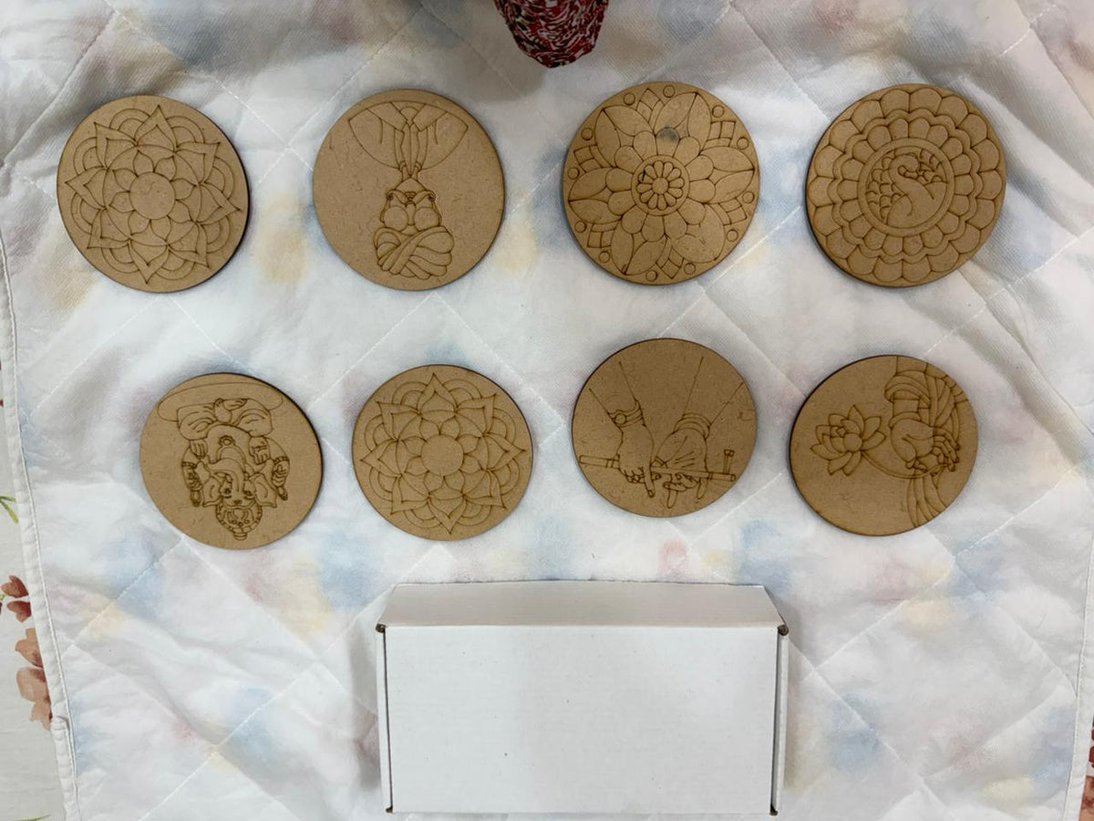 DIY Mandala Wooden Coaster Kit – Paint Your Own | Return Gift|fridge magnet