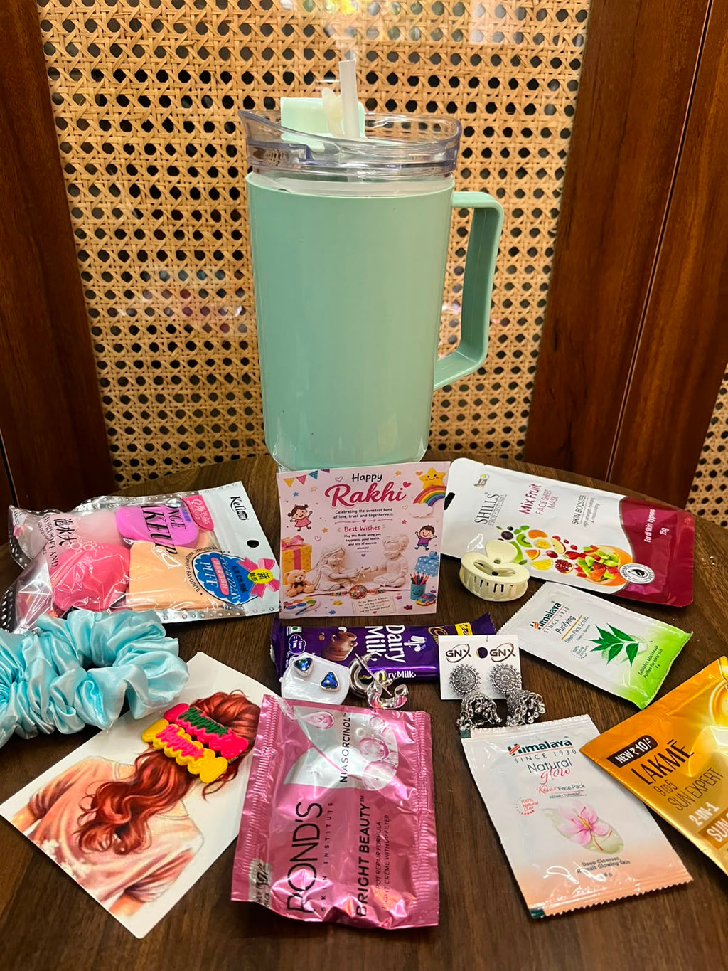 Rakhi Hamper for Sister - All 10 Items Flatlay