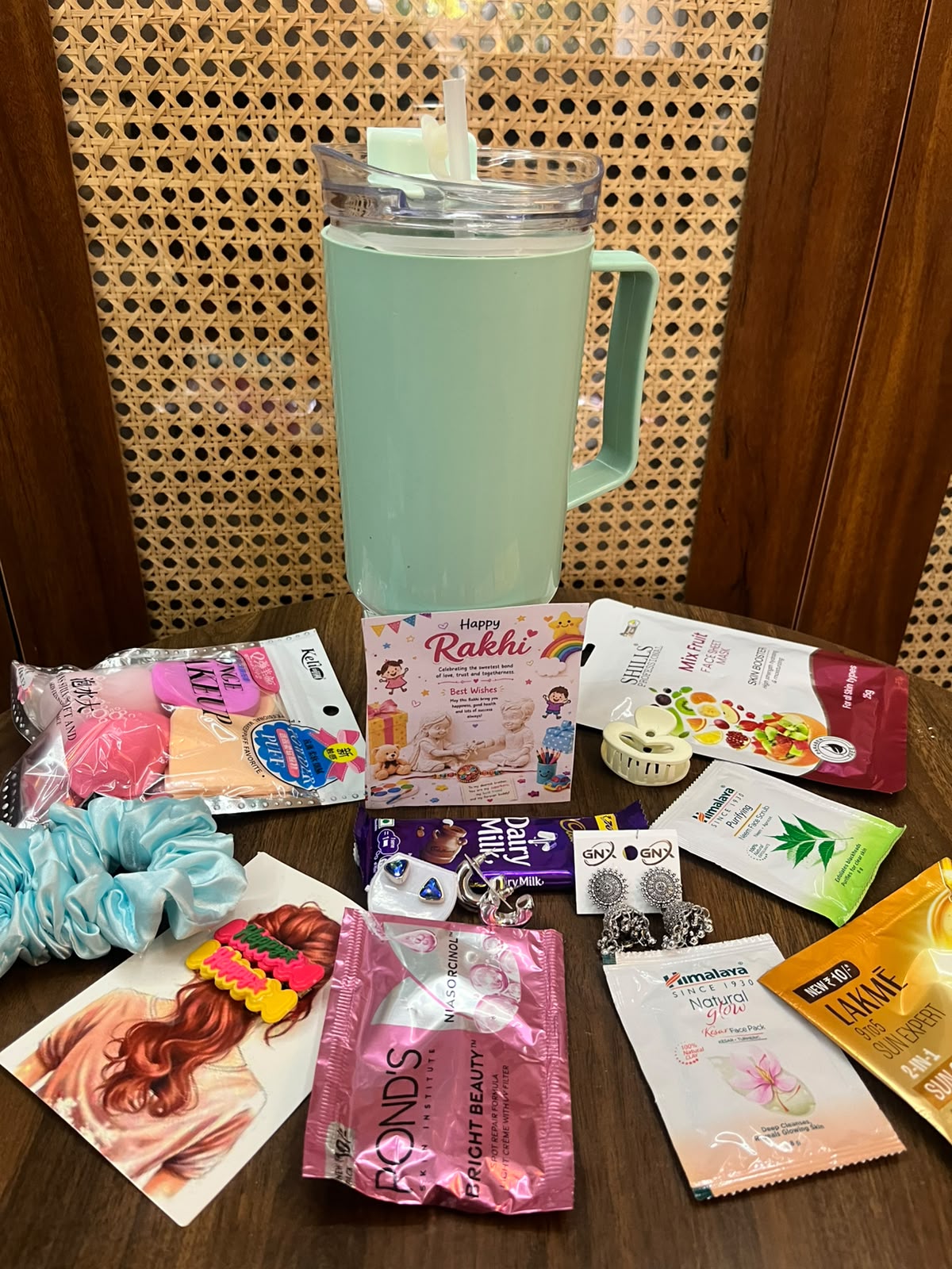 Rakhi Hamper for Sister - All 10 Items Flatlay