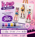 K-Pop on Canvas DIY Kit – 3 K-Pop 3D figures on canvas with 6 acrylic colours and brush