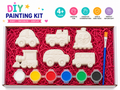 DIY Vehicles Painting Kit | 6 Figurines | Car, Train, Bus & More | Fridge Magnet Kit