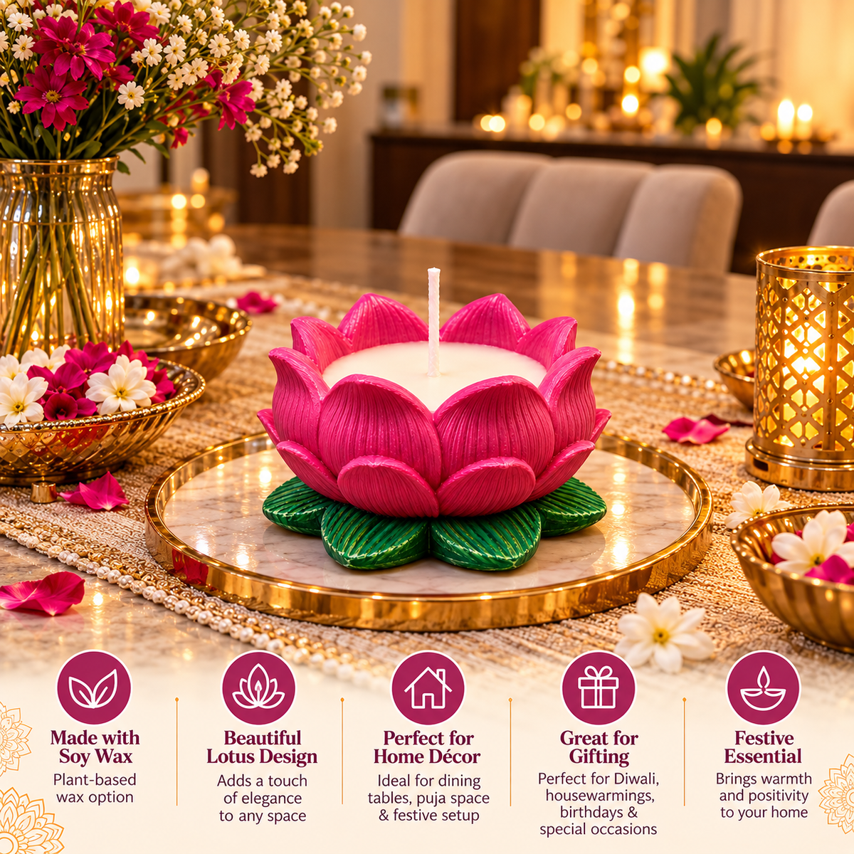 Pink Lotus Soy Wax Candle