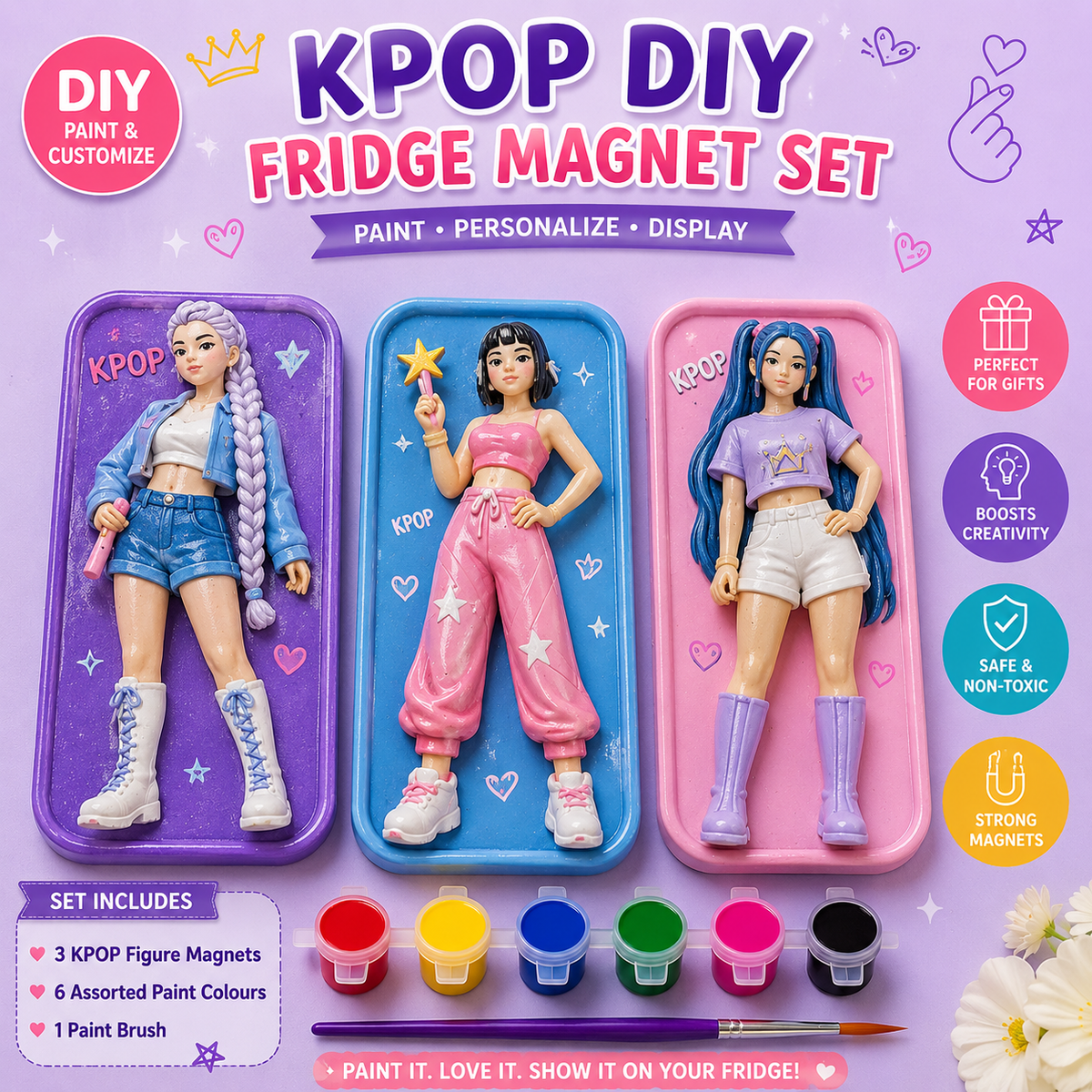 KPOP DIY Fridge Magnet Set - Paint Personalize Display
