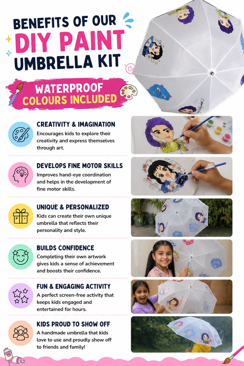 KPOP Umbrella DIY - girl characters with stars outline