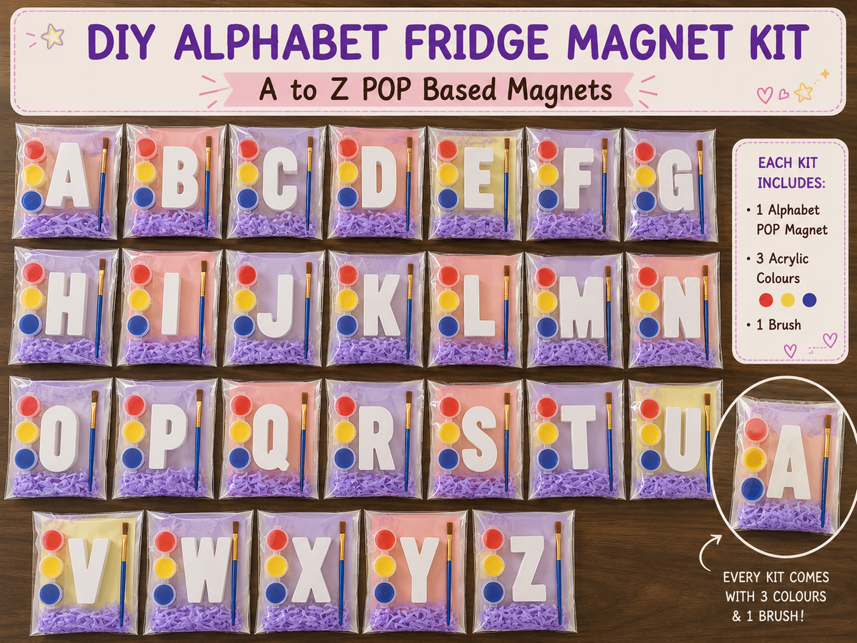 DIY Alphabet Fridge Magnet Kit - A to Z POP Based Magnets