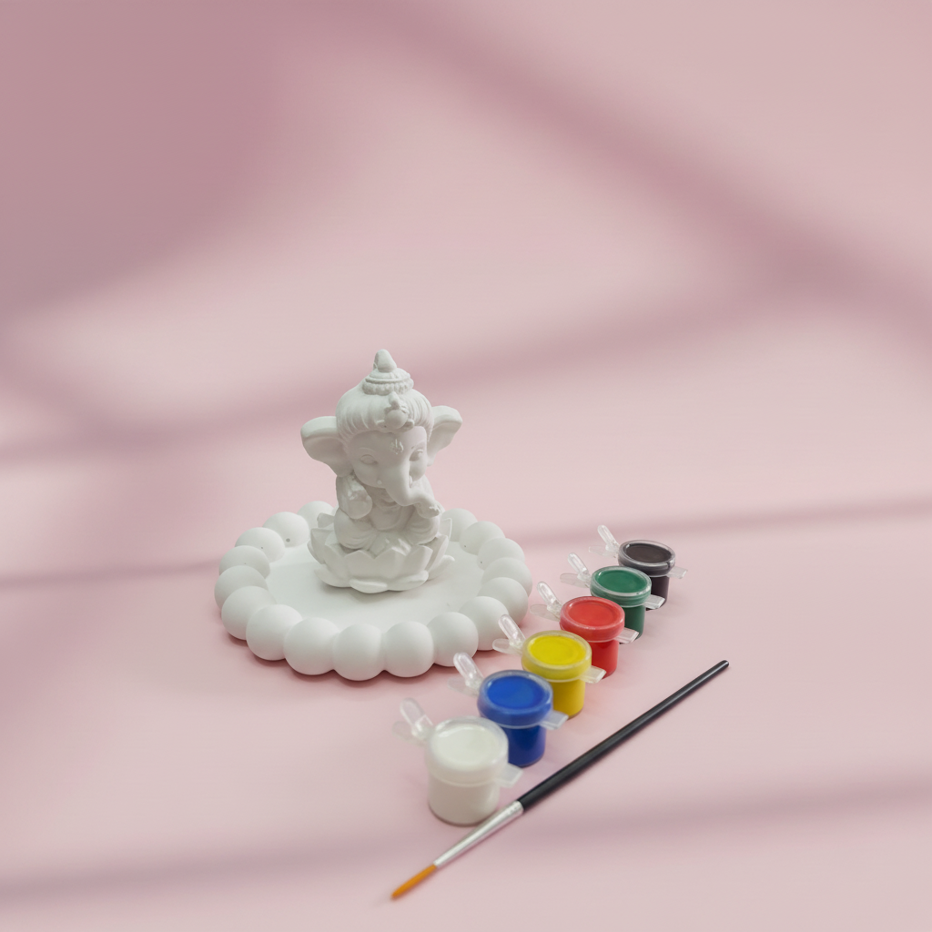 Ganesha DIY Kit – Unpainted figure with paints and brush