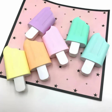 Myly Popsicles Ice Cream Highlighter pack of 6 pastel colours on pink background