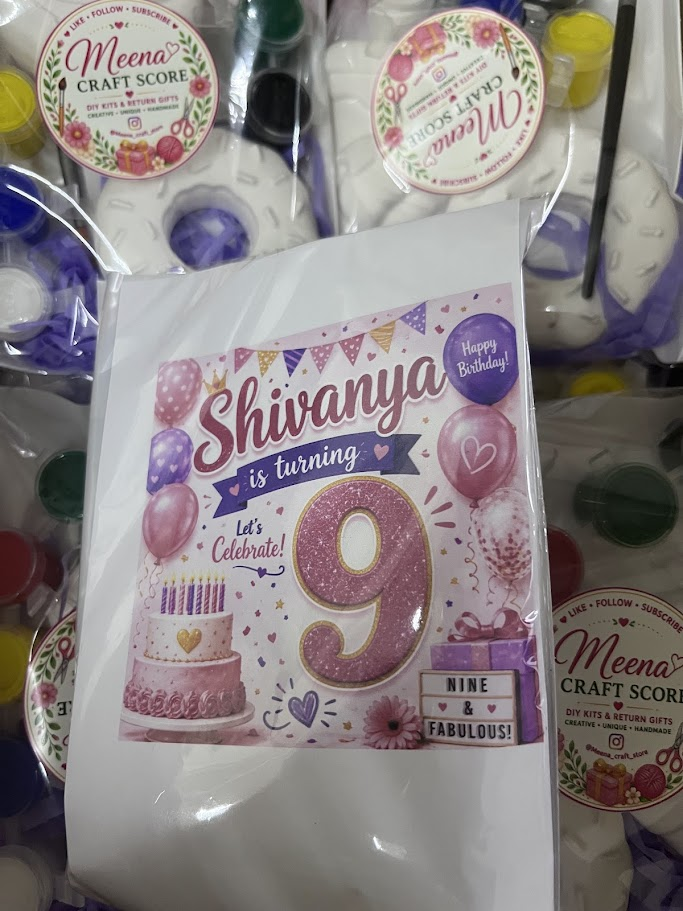 Personalised name banner - Shivanya Turns 9 with DIY kit packing