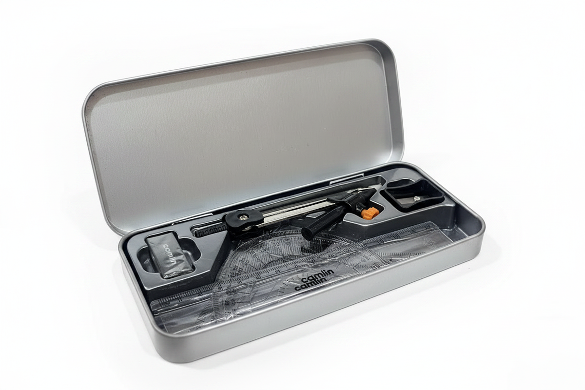 Camlin Scholar Essentials open box with instruments