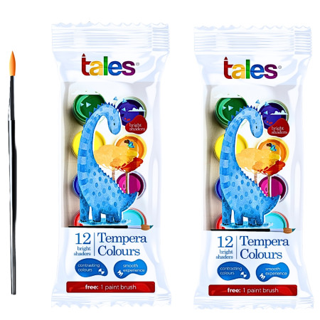 Tales Tempera Colours 12 bright shades with free paint brush