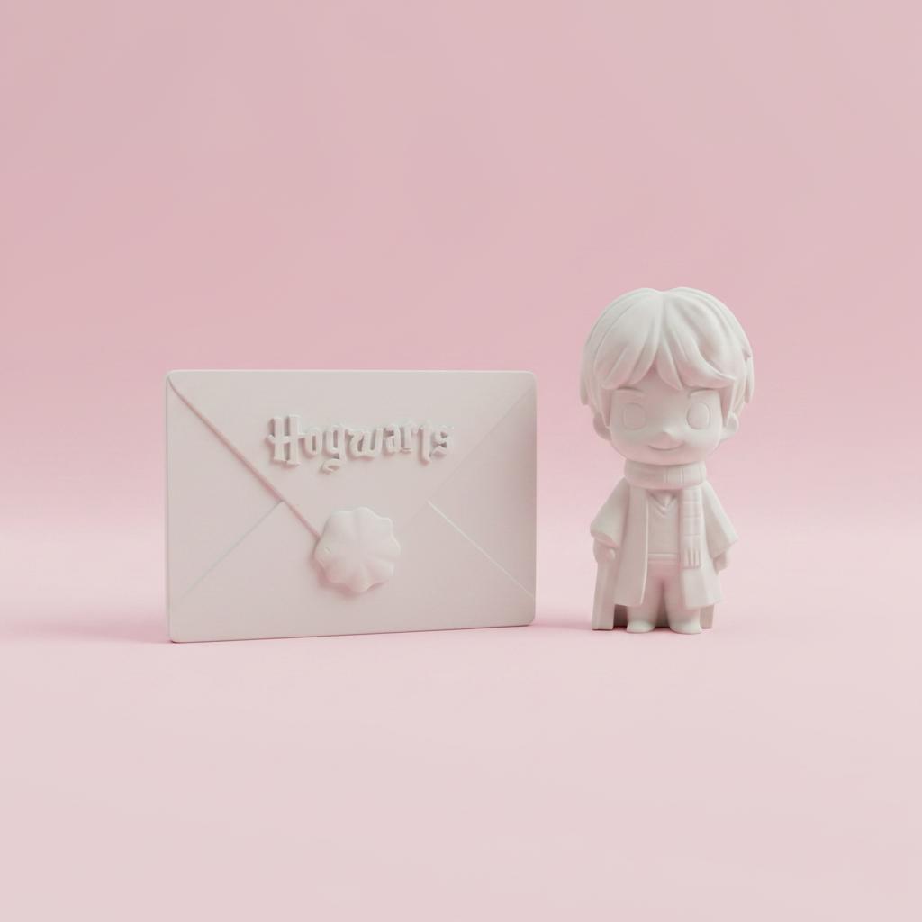 DIY Ron Weasley and Hogwarts Letter on pink background