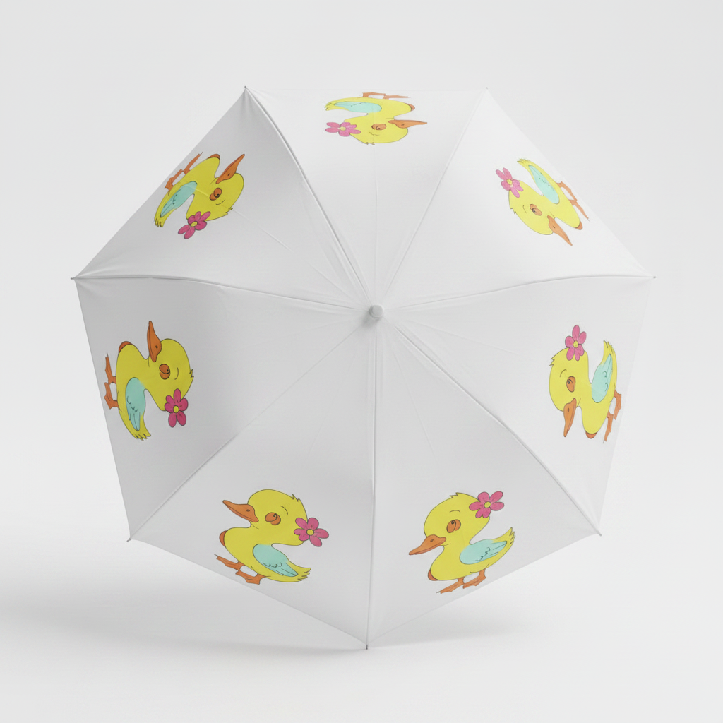 Cute Duck DIY Umbrella Activity Kit - painted with bright yellow ducks and pink flower crowns