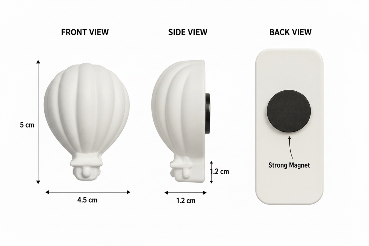 Hot air balloon plaster figure measurements diagram