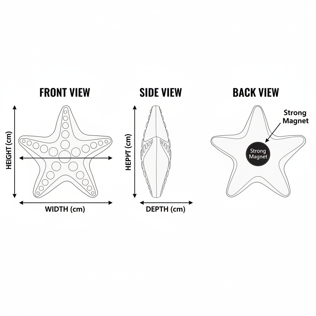 Starfish Plaster Figure – Measurements Diagram