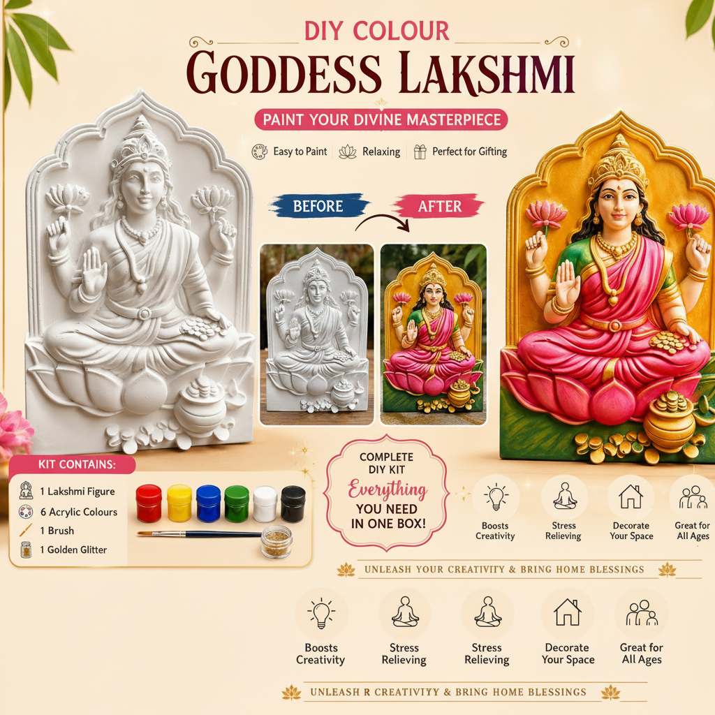 DIY Colour Goddess Lakshmi - Paint Your Divine Masterpiece