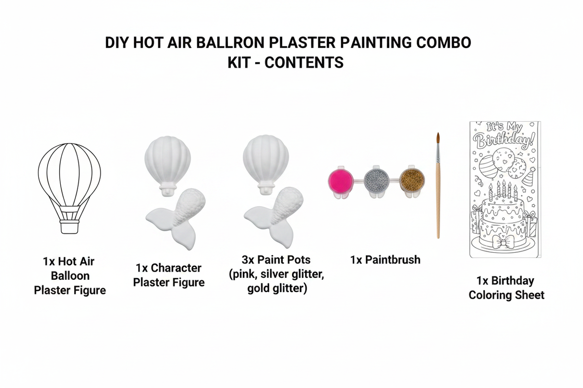 Hot air balloon DIY kit contents diagram
