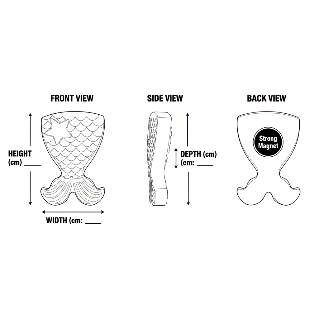 Mermaid Tail Plaster Figure – Measurements Diagram