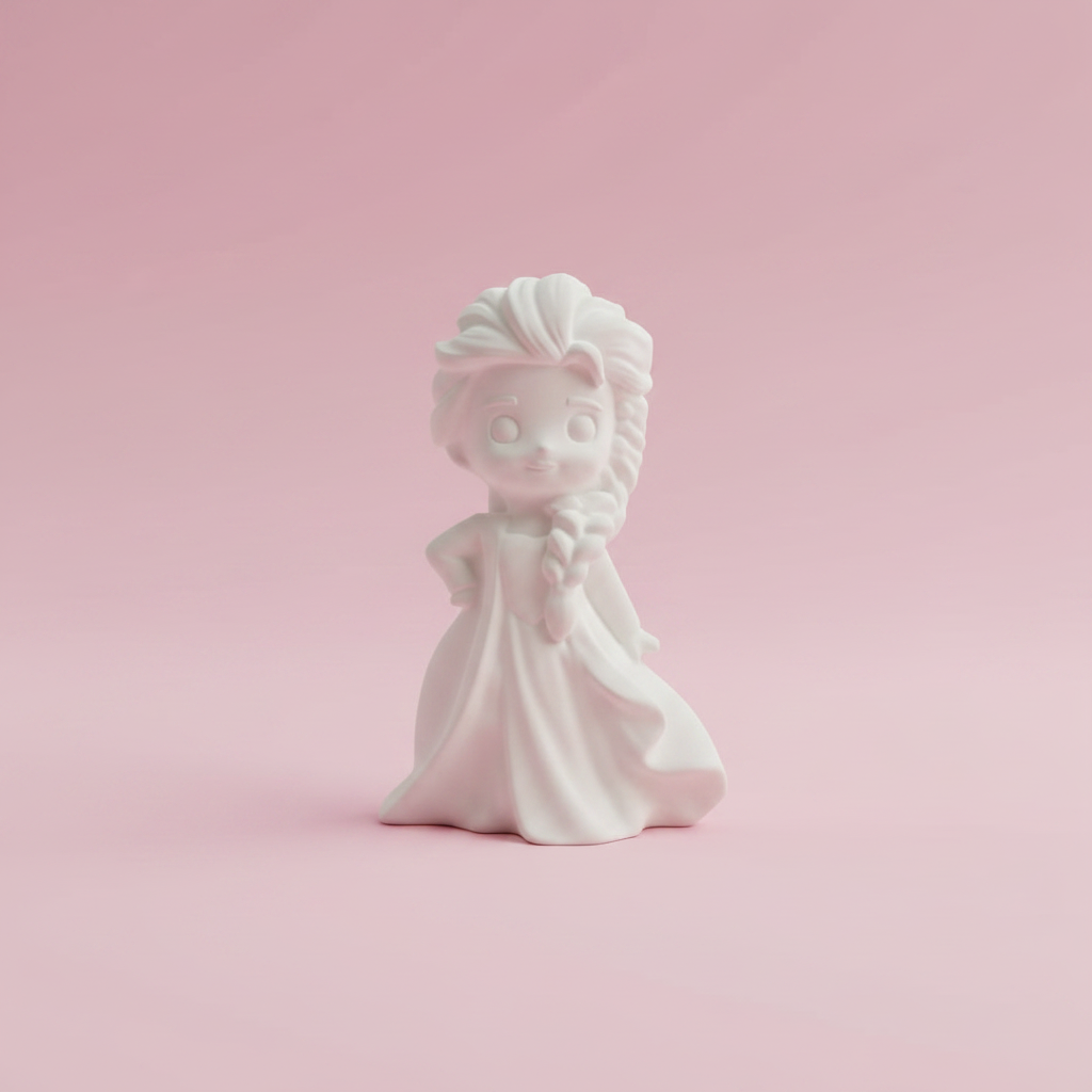 DIY Elsa 3D Figurine on pink background