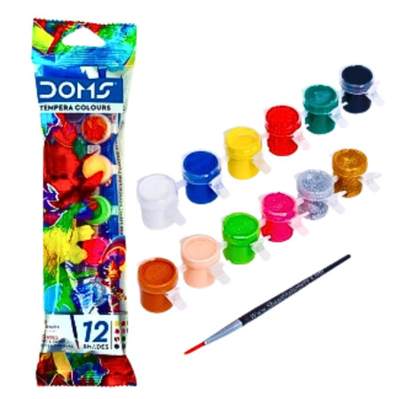 DOMS Tempera Colours 12 Shades with Brush