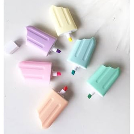 Myly Popsicles Ice Cream Highlighter 6 assorted pastel colours uncapped