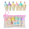Myly Ice Cream Cone Shape Highlighter 6 shades in transparent zip pouch Q-173