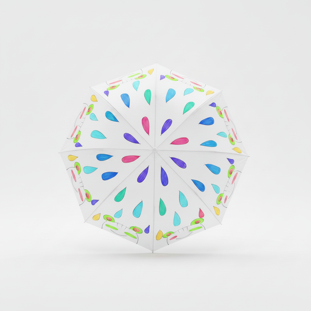 Raindrop & Swirls DIY Umbrella Activity Kit - painted with colourful raindrops and swirls