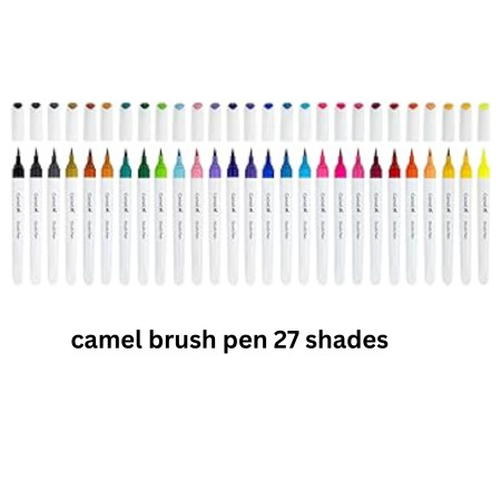 Camel Brush Pens 27 shades laid out in a row