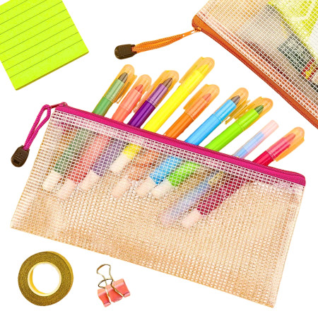 Kebica Zipper Pouch in use with pens and stationery